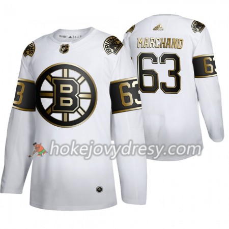 Pánské Hokejový Dres Boston Bruins Brad Marchand 63 Adidas 2019-2020 Golden Edition Bílá Authentic